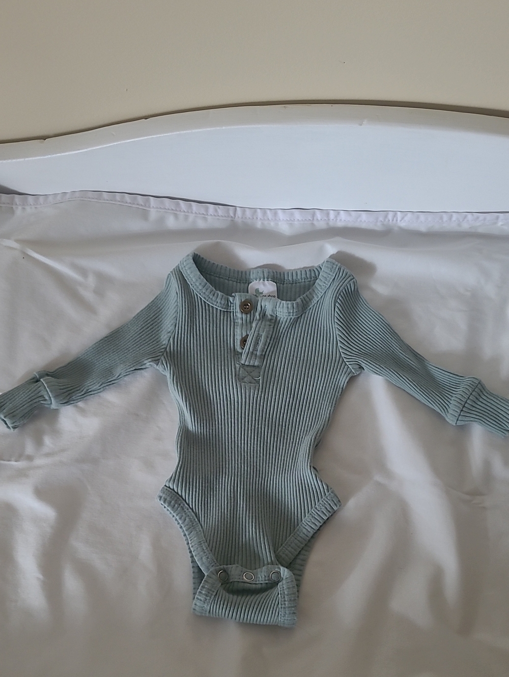 Long-Sleeve Ribbed One-Piece Bodysuit in Sage Green 3M